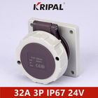 IP67 48V 32A 2 Pin IEC Tegangan Rendah Panel Soket Daya Industri Dipasang