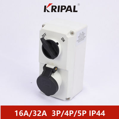 IP44 32A Industrial Power Switched Socket Tiga Fasa Dengan Interlock Mekanis