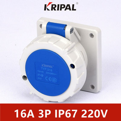 IP67 3 Pole 16A Single Phase Panel Mounted Socket standar IEC