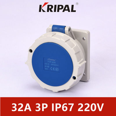 IP67 3 Pole 16A Single Phase Panel Mounted Socket standar IEC