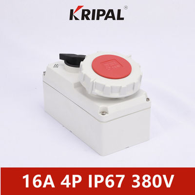 Soket Daya Interlock Mekanik Fase Tunggal IP67 380V 3P 4P 5P