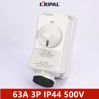 Soket Saklar Listrik Interlock IP44 63A 3P Fase Tunggal IEC