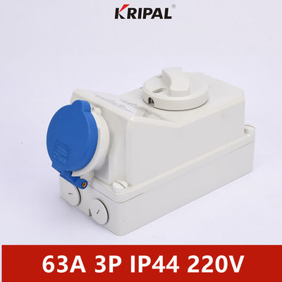 Soket Saklar Listrik Interlock IP44 63A 3P Fase Tunggal IEC