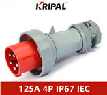 125A 380V IP67 Industrial Wall Mounted Socket Dengan standar Plug IEC