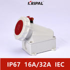 Tahan debu IP67 230V 16A Industrial Wall Mounted Socket Standar IEC
