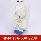 220V IP44 Soket Sakelar Interlock Mekanik Tahan Air Standar IEC