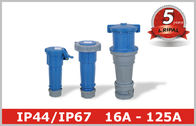 Blue IP44 Industrial Power Socket Pin And Sleeve Electrical Connectors